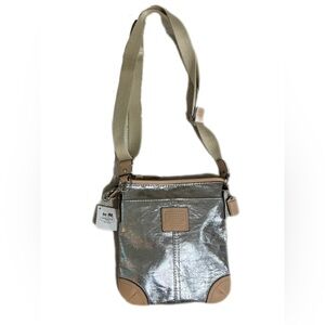 Coach Silver and Tan Crossbody Bag